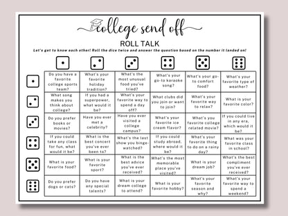 College Trunk Party Dicebreaker Game Printable