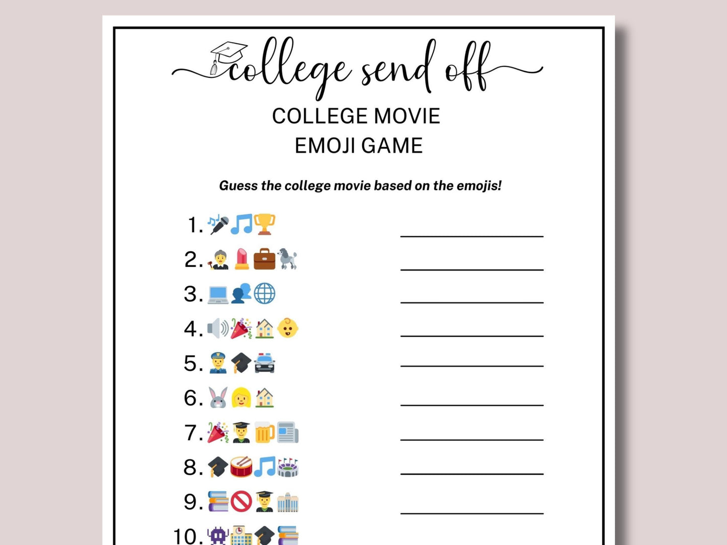 College Trunk Party Emoji Game Printable