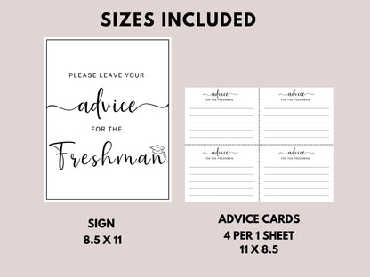 Advice for the Freshman College Going Away Party Sign Printable