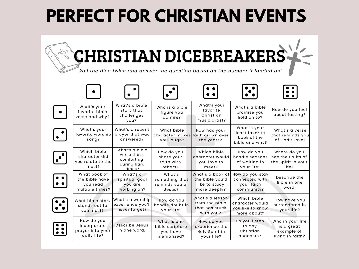 Christian Dicebreaker Game Printable