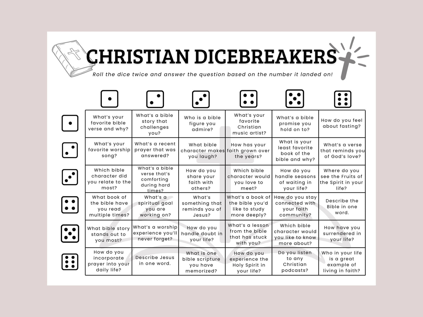 Christian Dicebreaker Game Printable