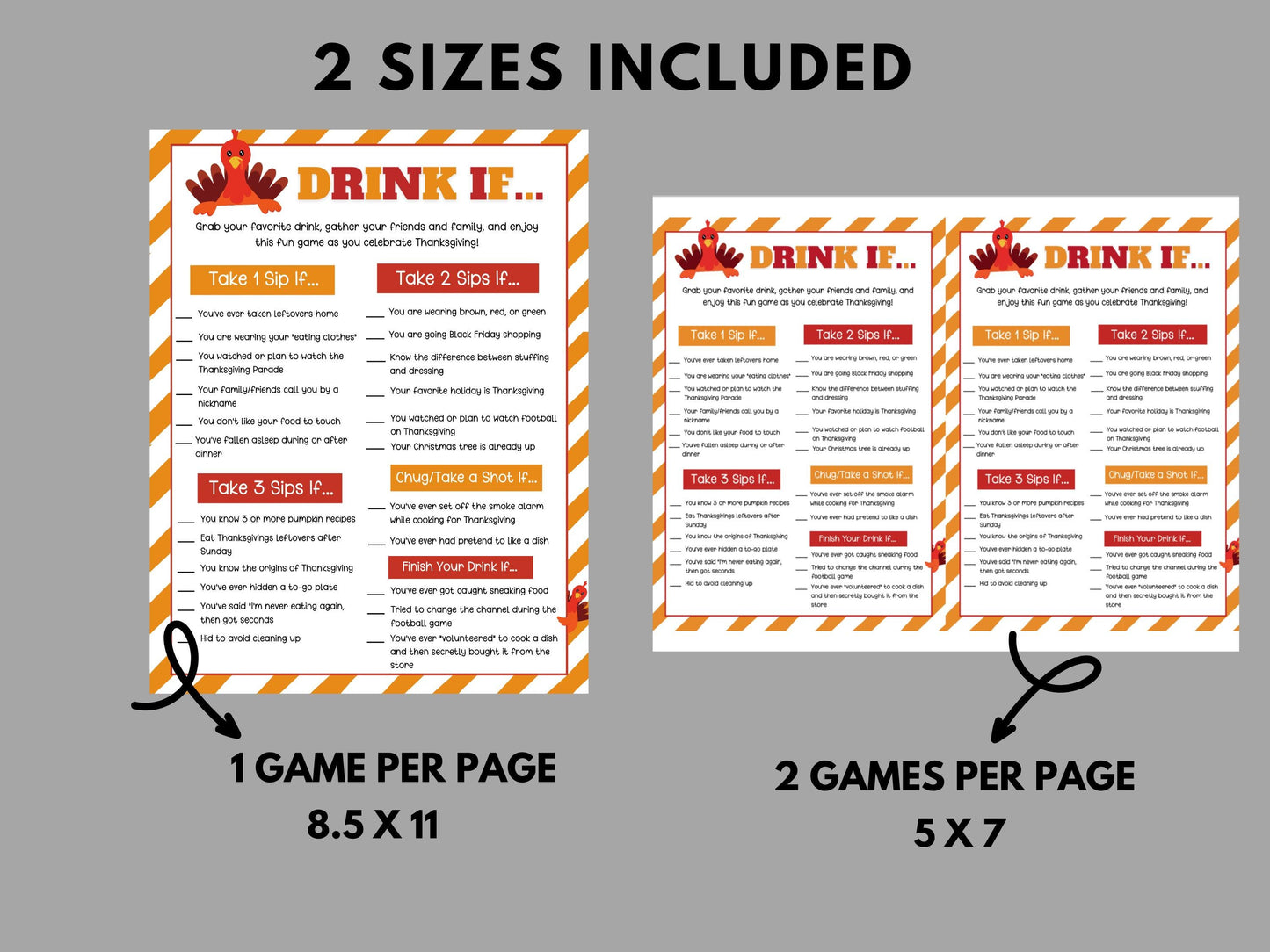 Friendsgiving Drinking Game Printable