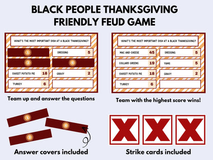 Black Thanksgiving Friendly Feud Game Printable