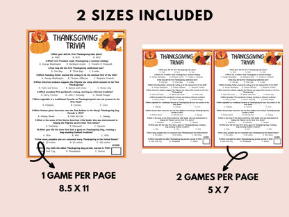 Thanksgiving Trivia Game Printable