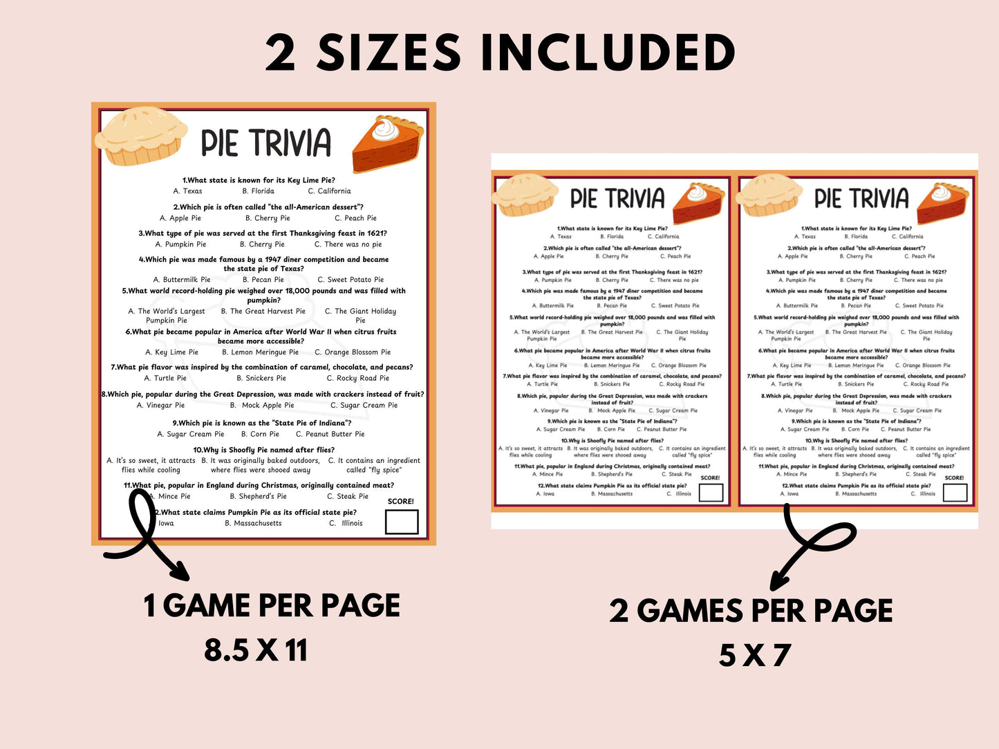 Pie Trivia Game Printable