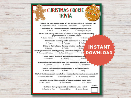 Christmas Cookie Trivia Game Printable