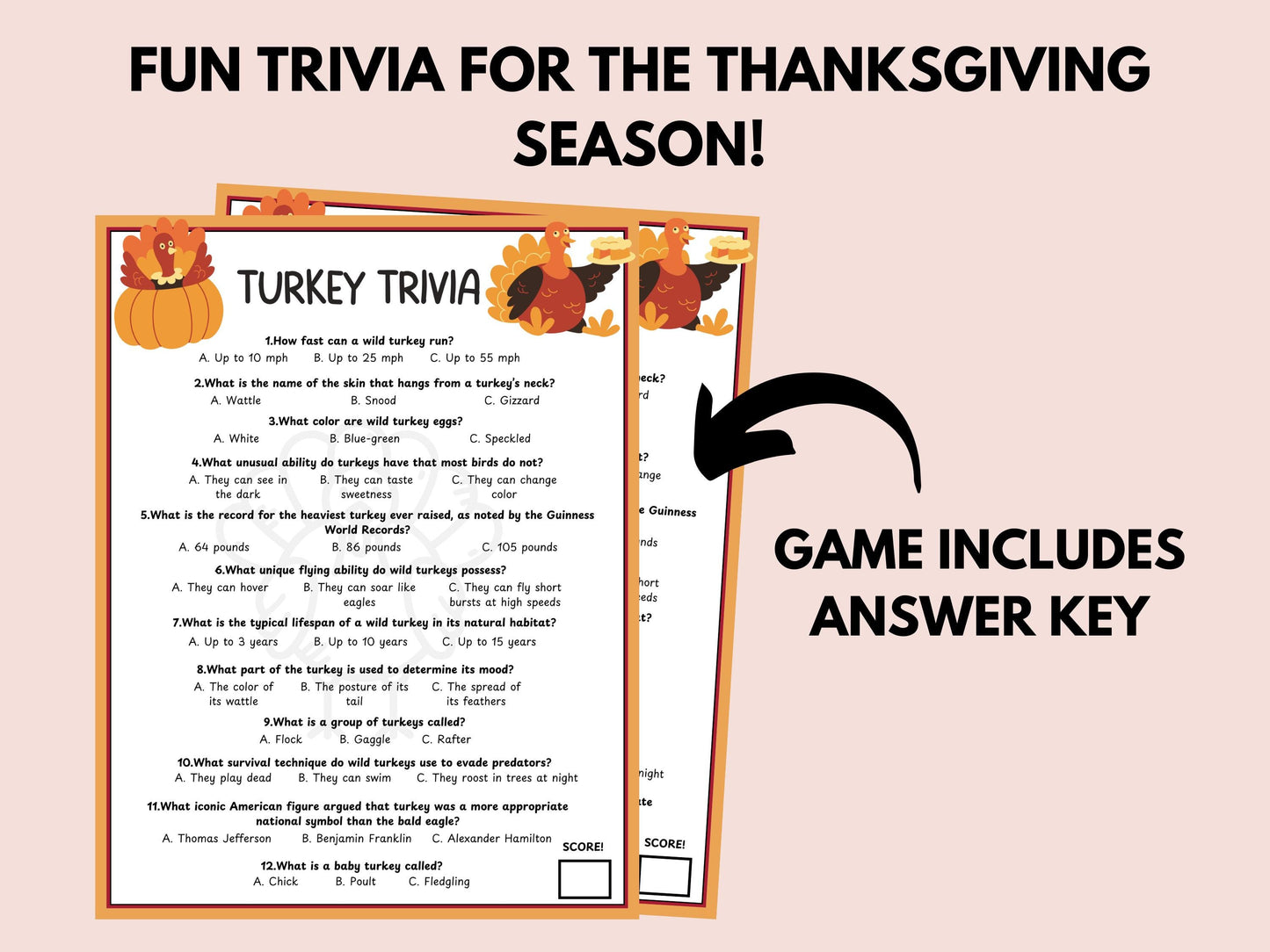 Turkey Trivia Game Printable