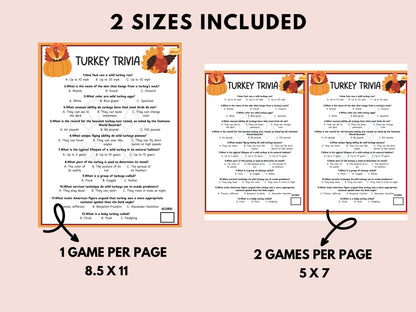 Turkey Trivia Game Printable