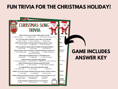 Christmas Song Trivia Game Printable