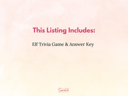 Elf Trivia Game Printable