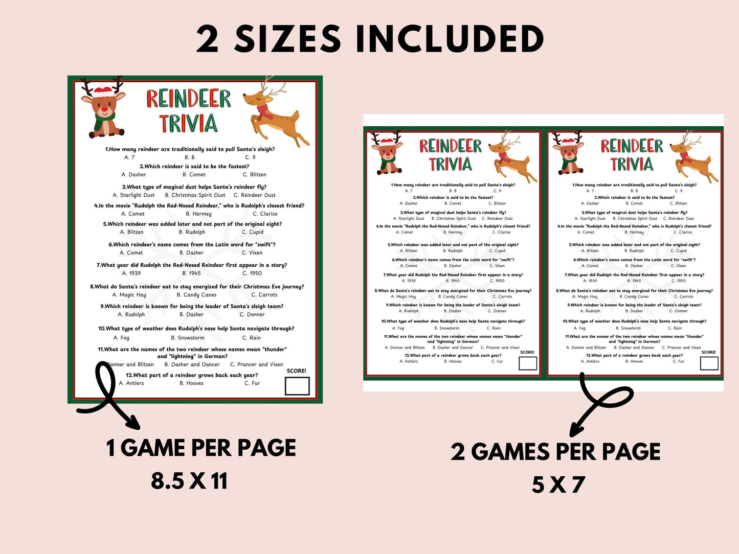 Reindeer Trivia Game Printable