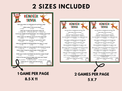 Reindeer Trivia Game Printable