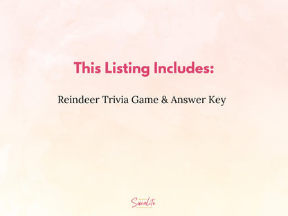 Reindeer Trivia Game Printable