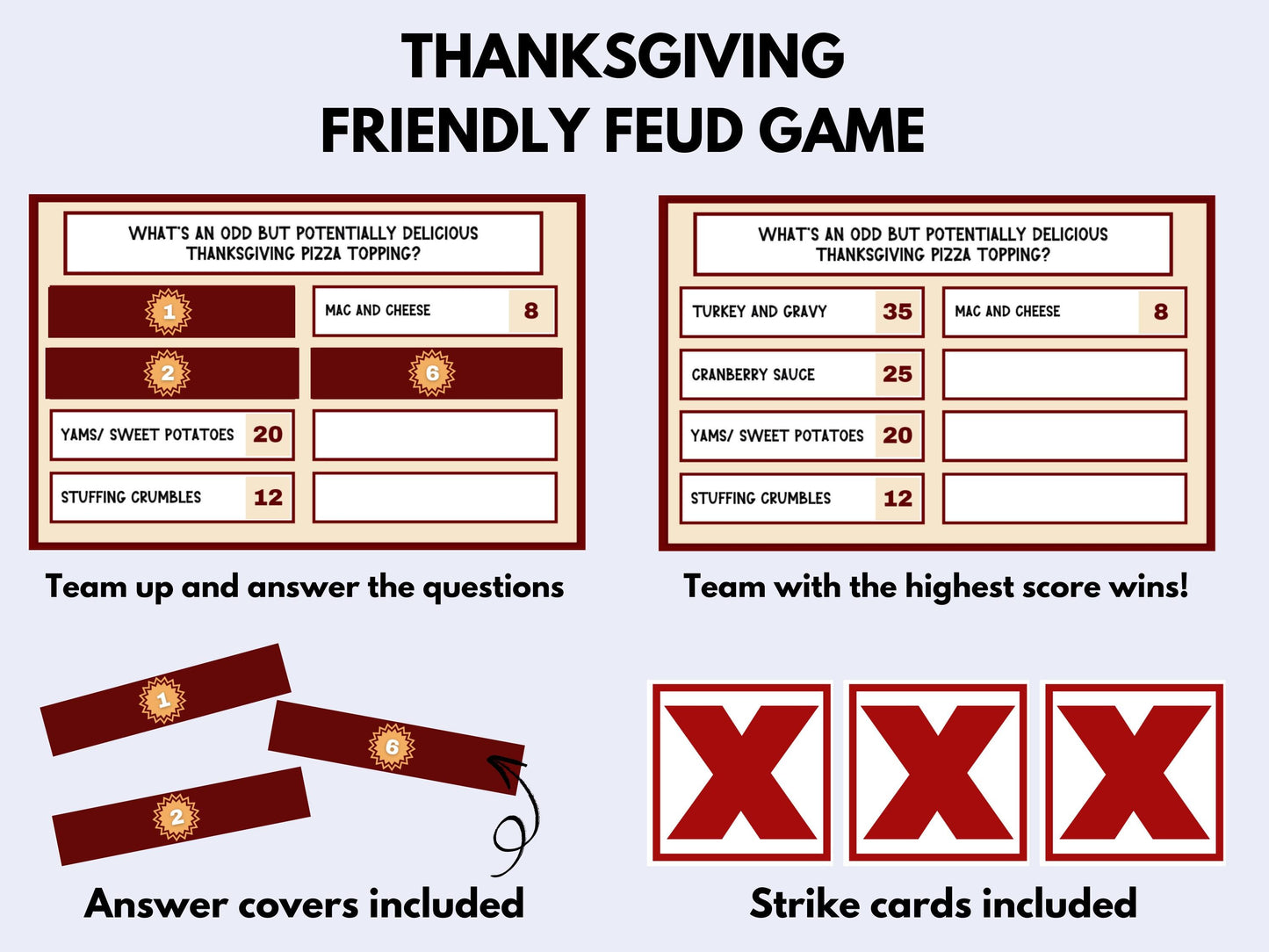 Thanksgiving Friendly Feud Game Printable