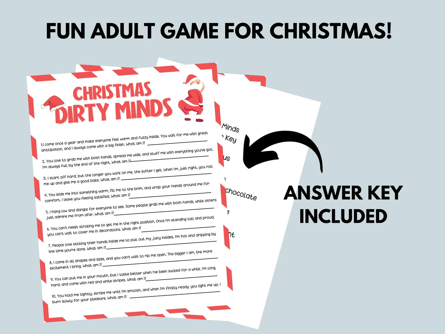 Dirty Minds Adult Christmas Game Printable