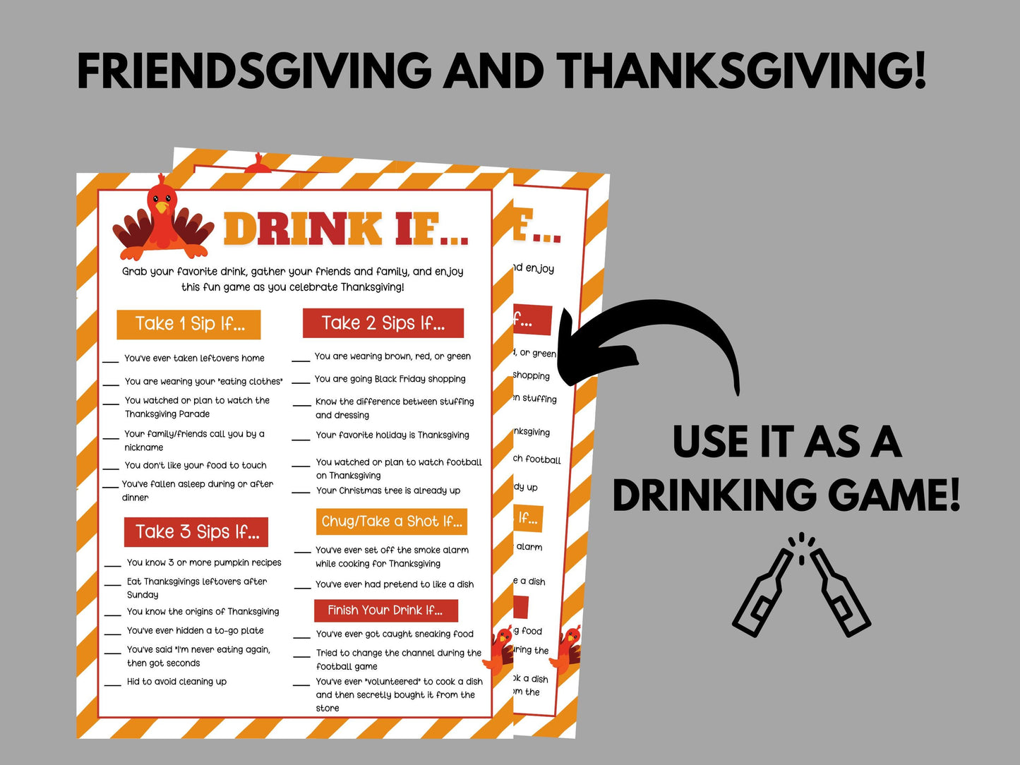 Friendsgiving Drinking Game Printable