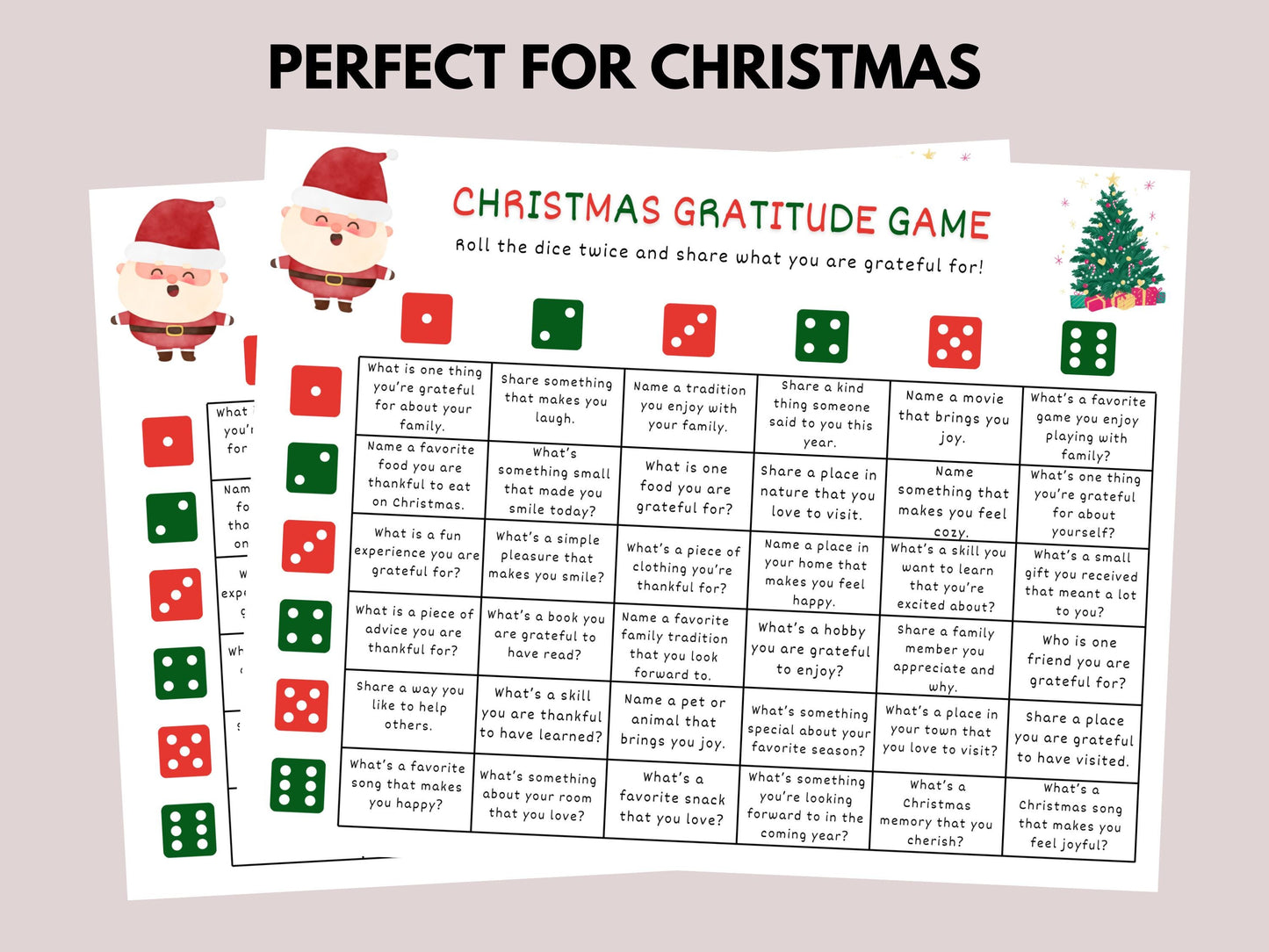 Christmas Gratitude Dice Game Printable