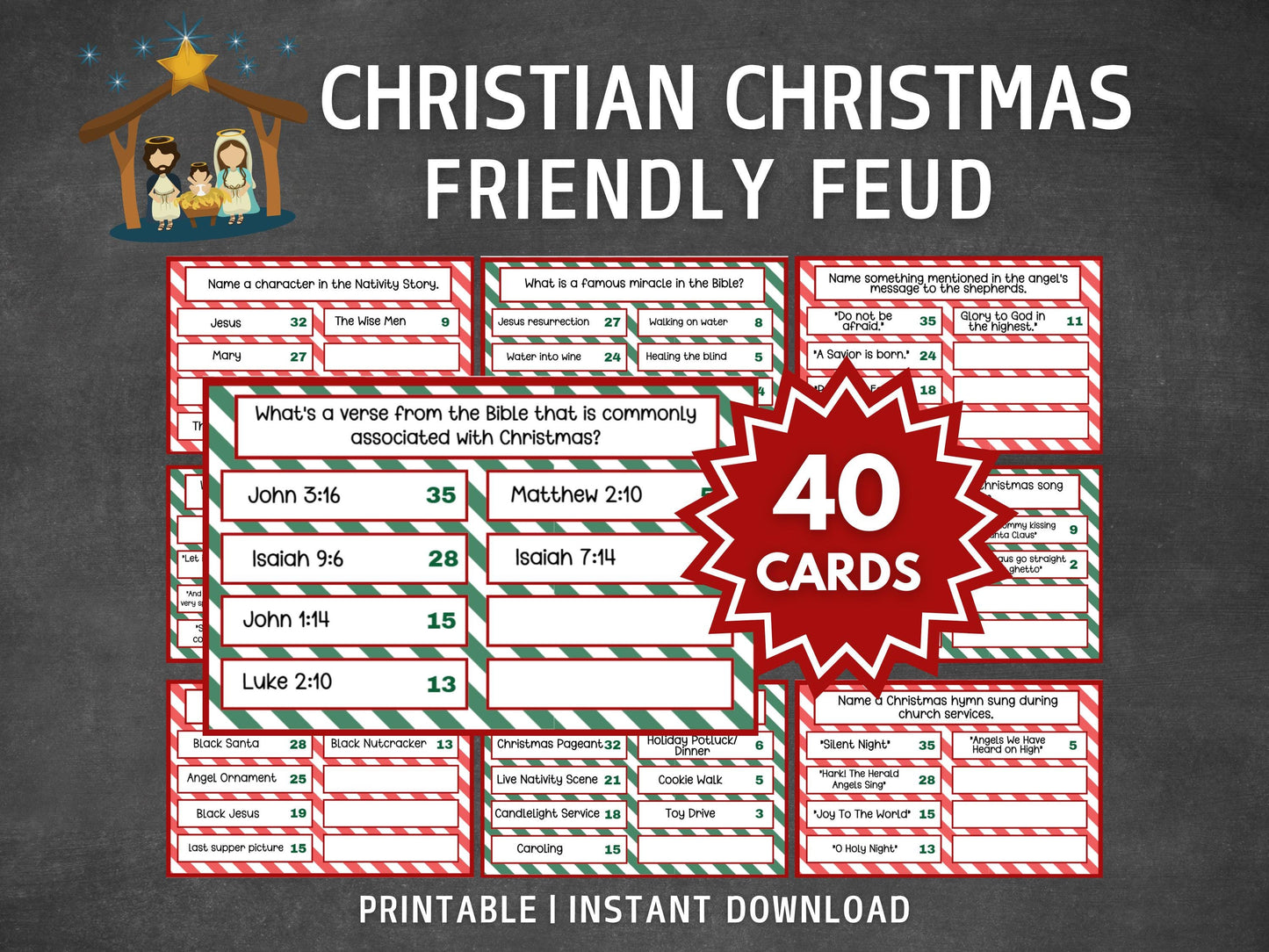 Christian Christmas Friendly Feud Game Printable