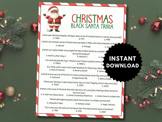 Black Santa Trivia Printable