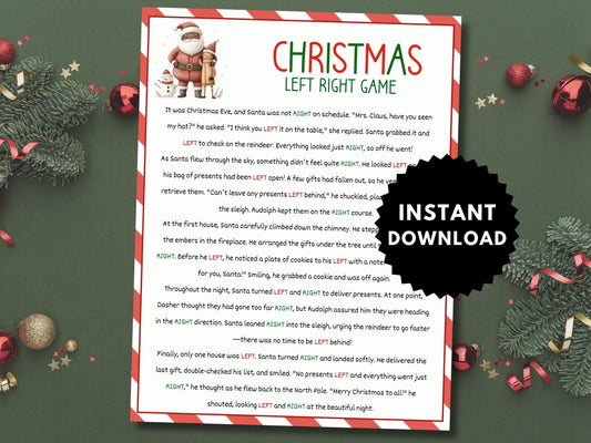 Black Santa Left Right Game Printable