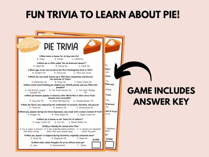 Pie Trivia Game Printable