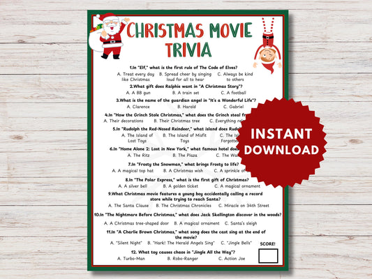 Christmas Movie Trivia Game Printable