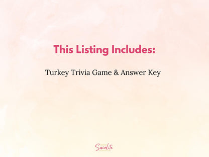 Turkey Trivia Game Printable