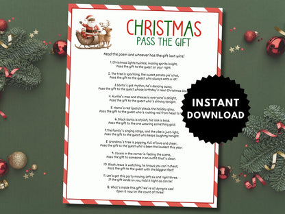 Christmas Pass the Gift Game Printable