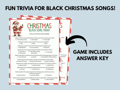 Black Christmas Song Trivia Printable