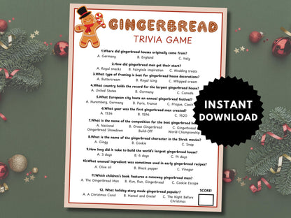 Gingerbread Trivia Game Printable