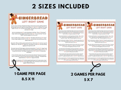 Gingerbread Left Right Game Printable