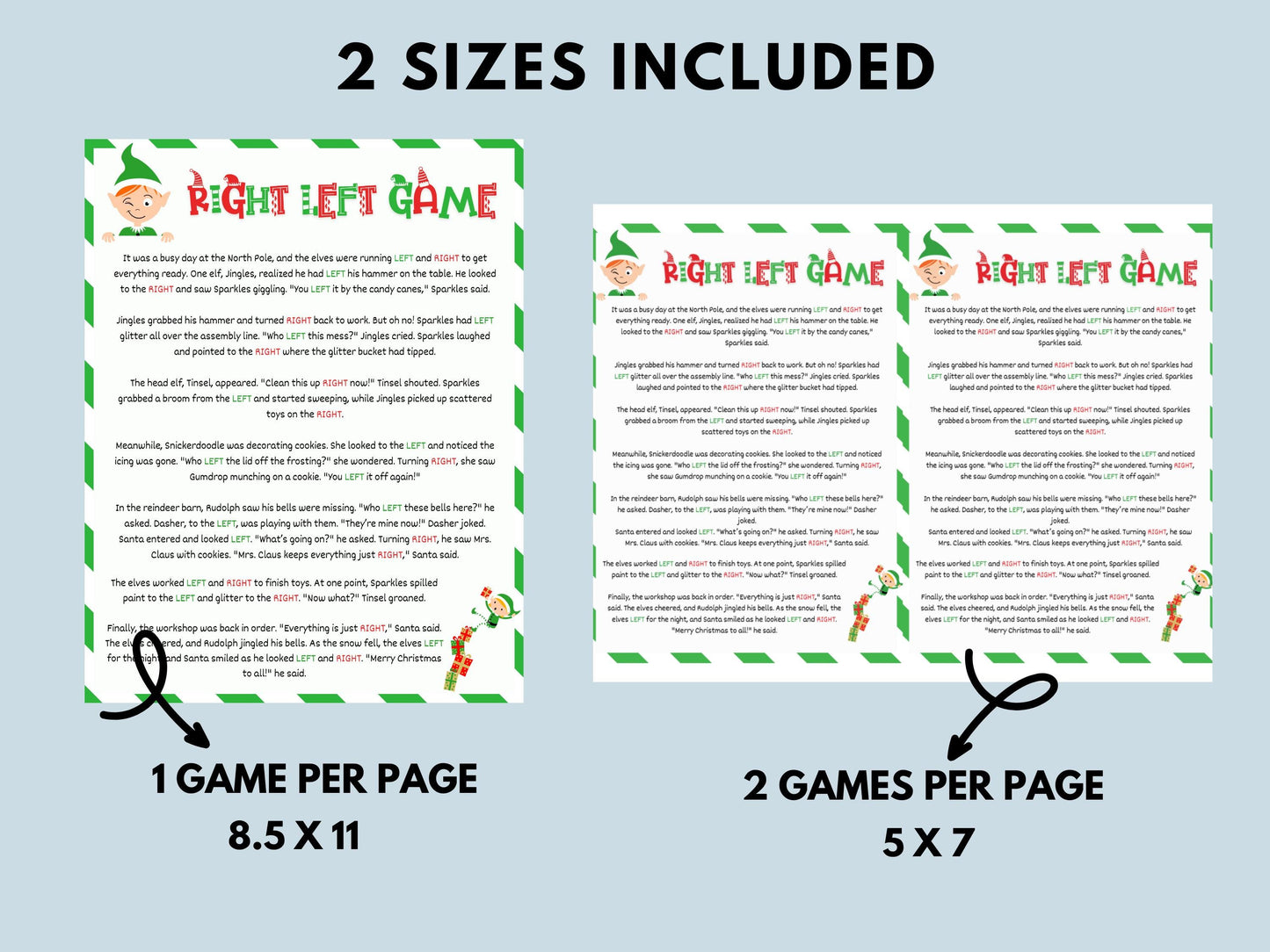 Elf Left Right Game Printable