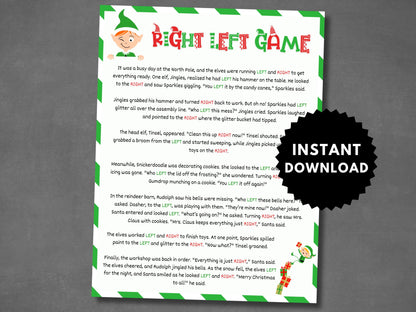 Elf Left Right Game Printable