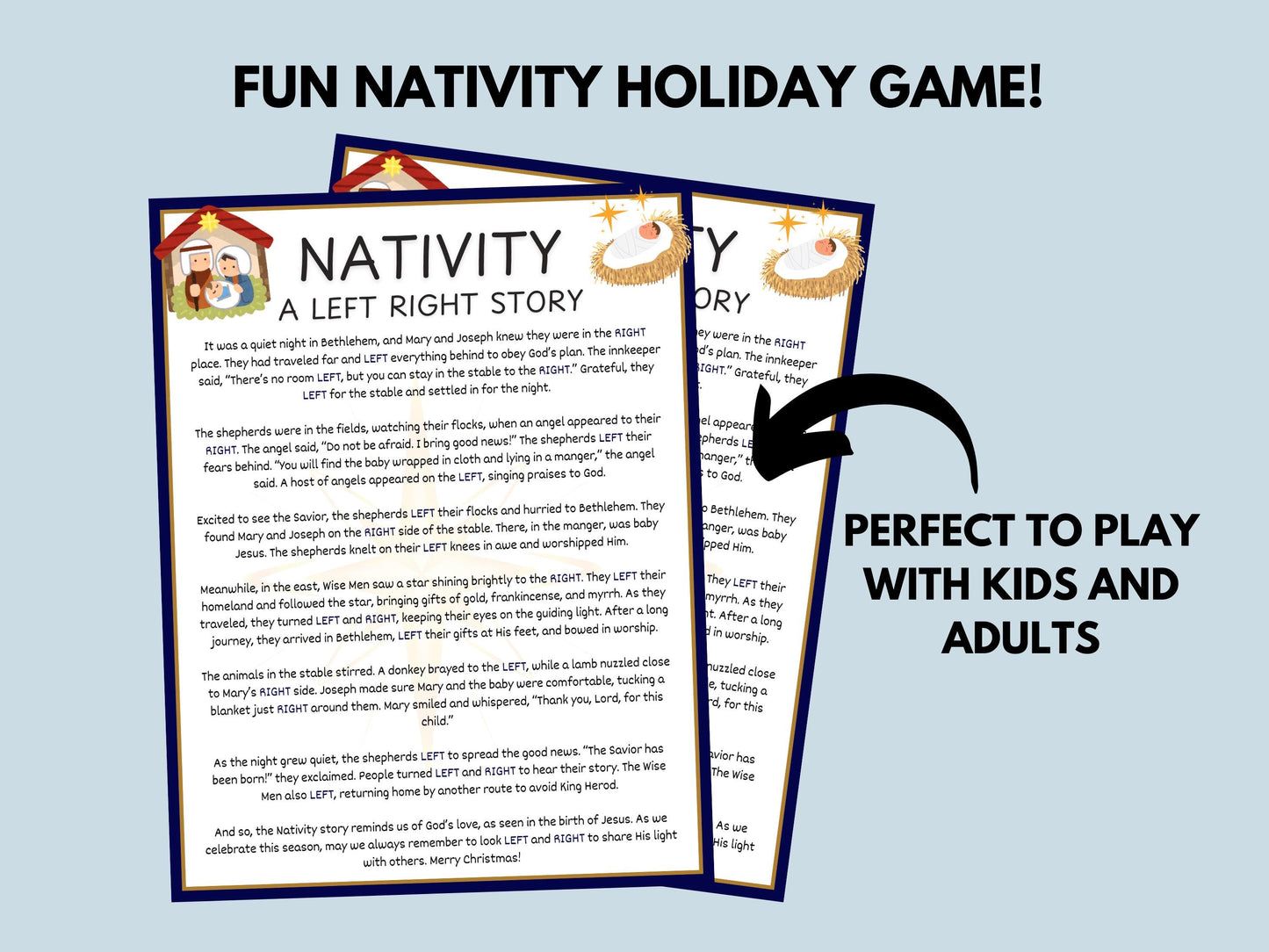 Nativity Story Left Right Game Printable