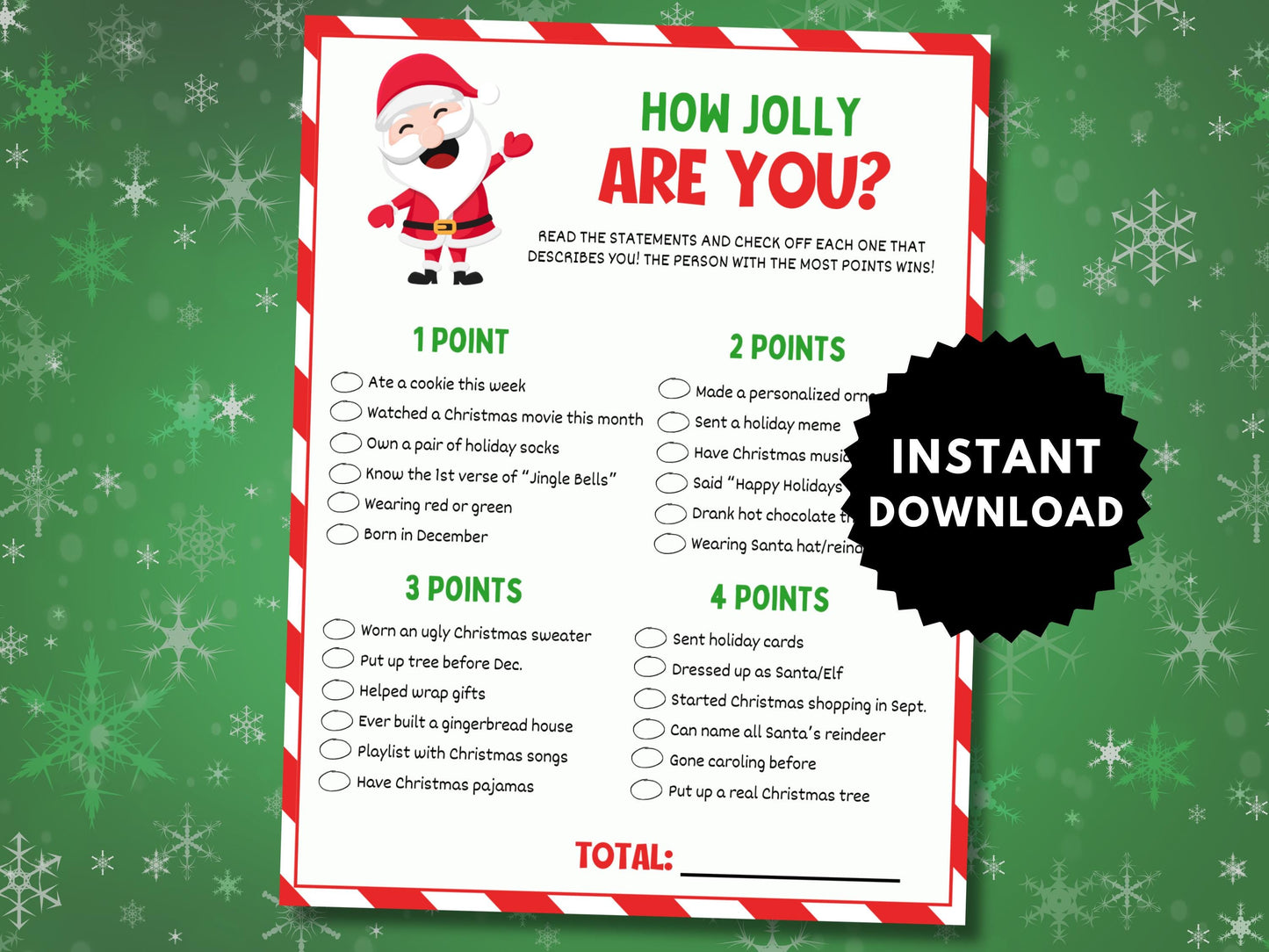 How Jolly Are You Christmas Game Printable