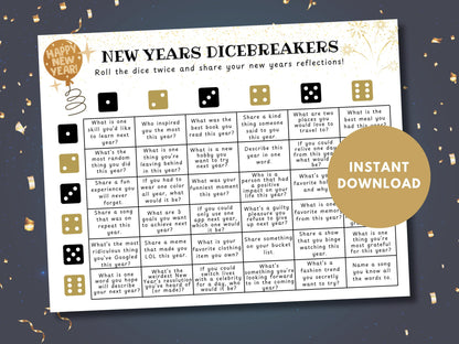 New Years Eve Dicebreaker Game Printable