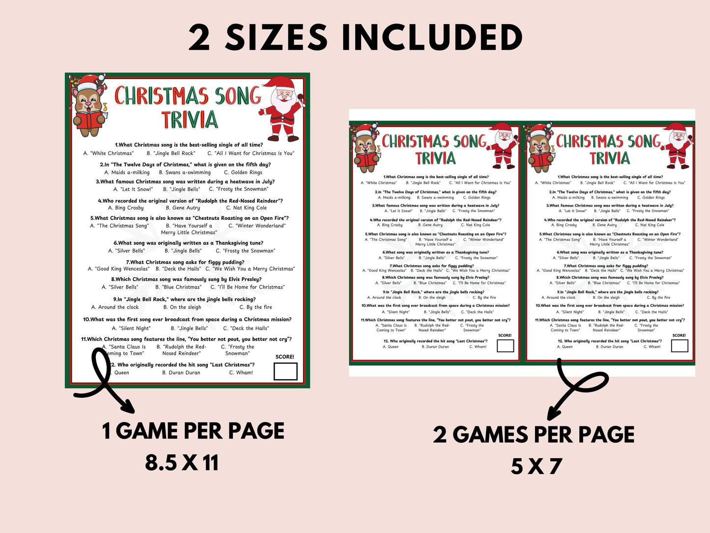 Christmas Song Trivia Game Printable