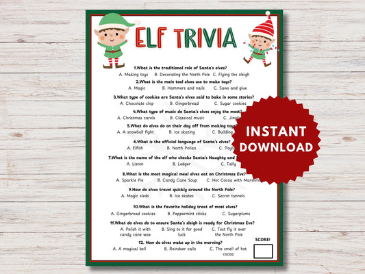 Elf Trivia Game Printable