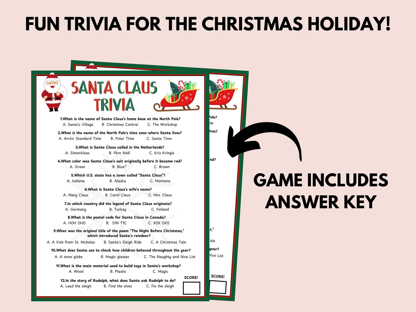 Santa Claus Trivia Game Printable