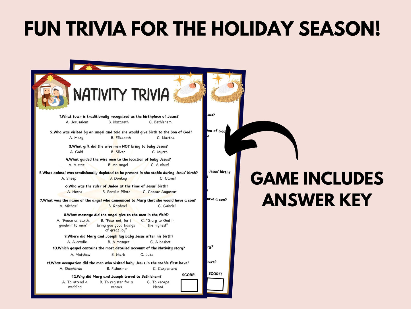 Christmas Nativity Trivia Game Printable