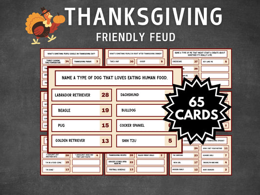 Thanksgiving Friendly Feud Game Printable