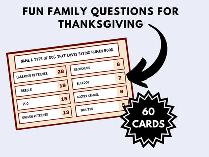 Thanksgiving Friendly Feud Game Printable