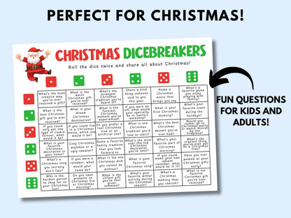 Christmas Dicebreakers Game Printable