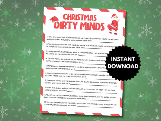 Dirty Minds Adult Christmas Game Printable