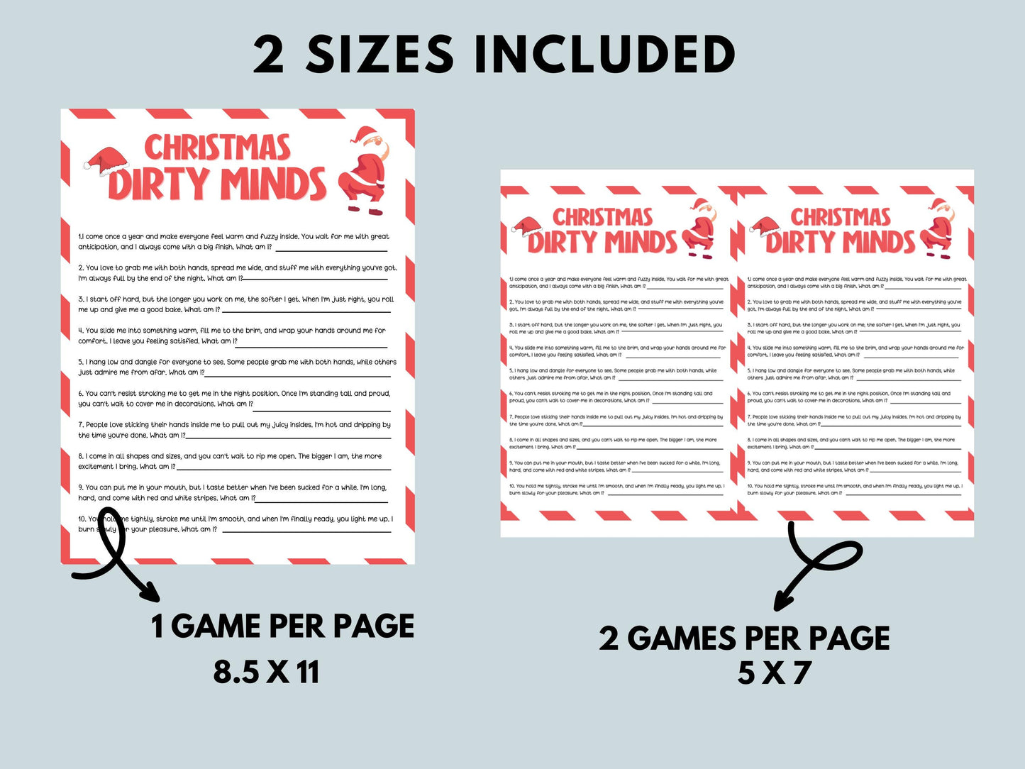 Dirty Minds Adult Christmas Game Printable