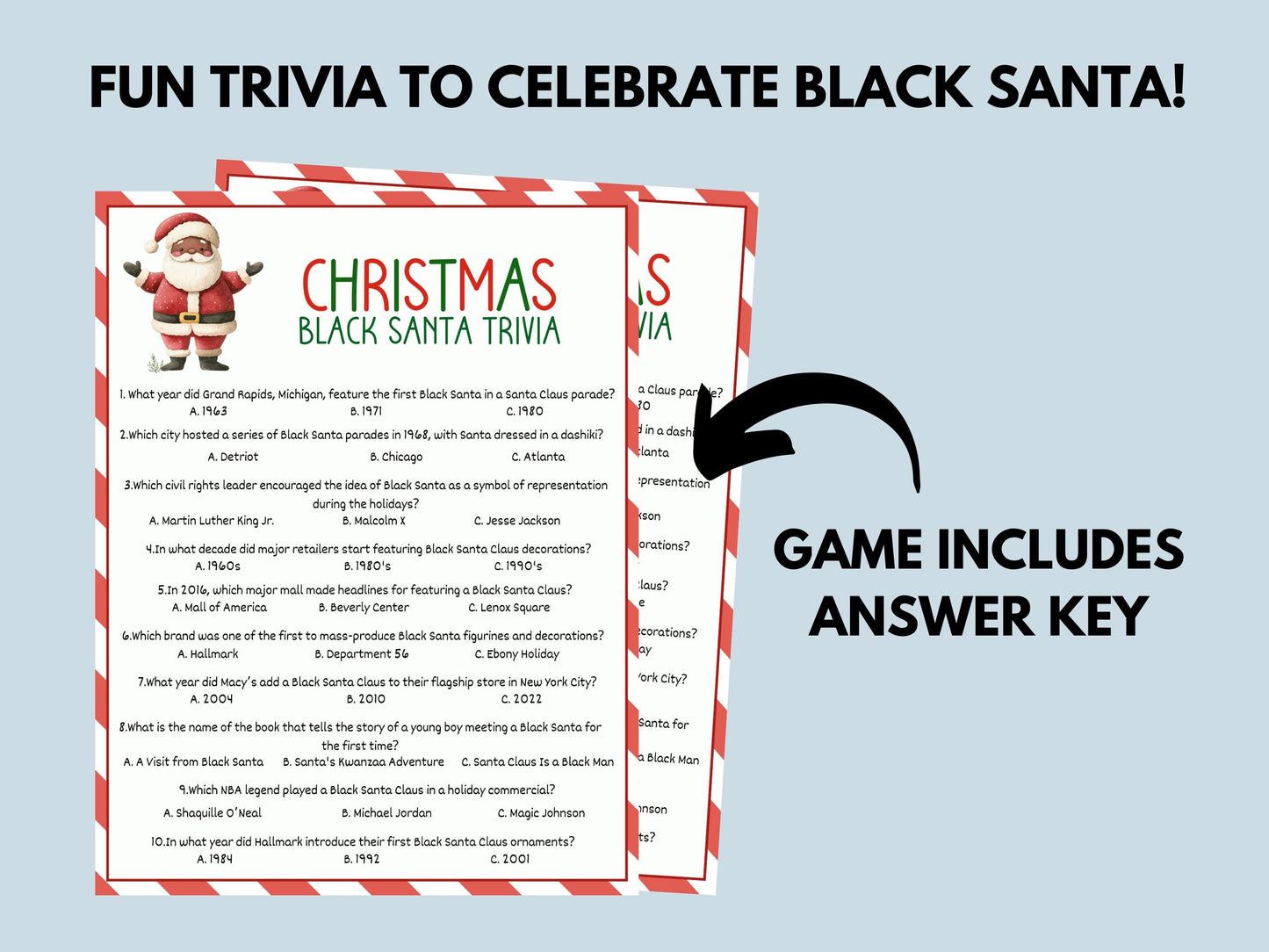 Black Santa Trivia Printable