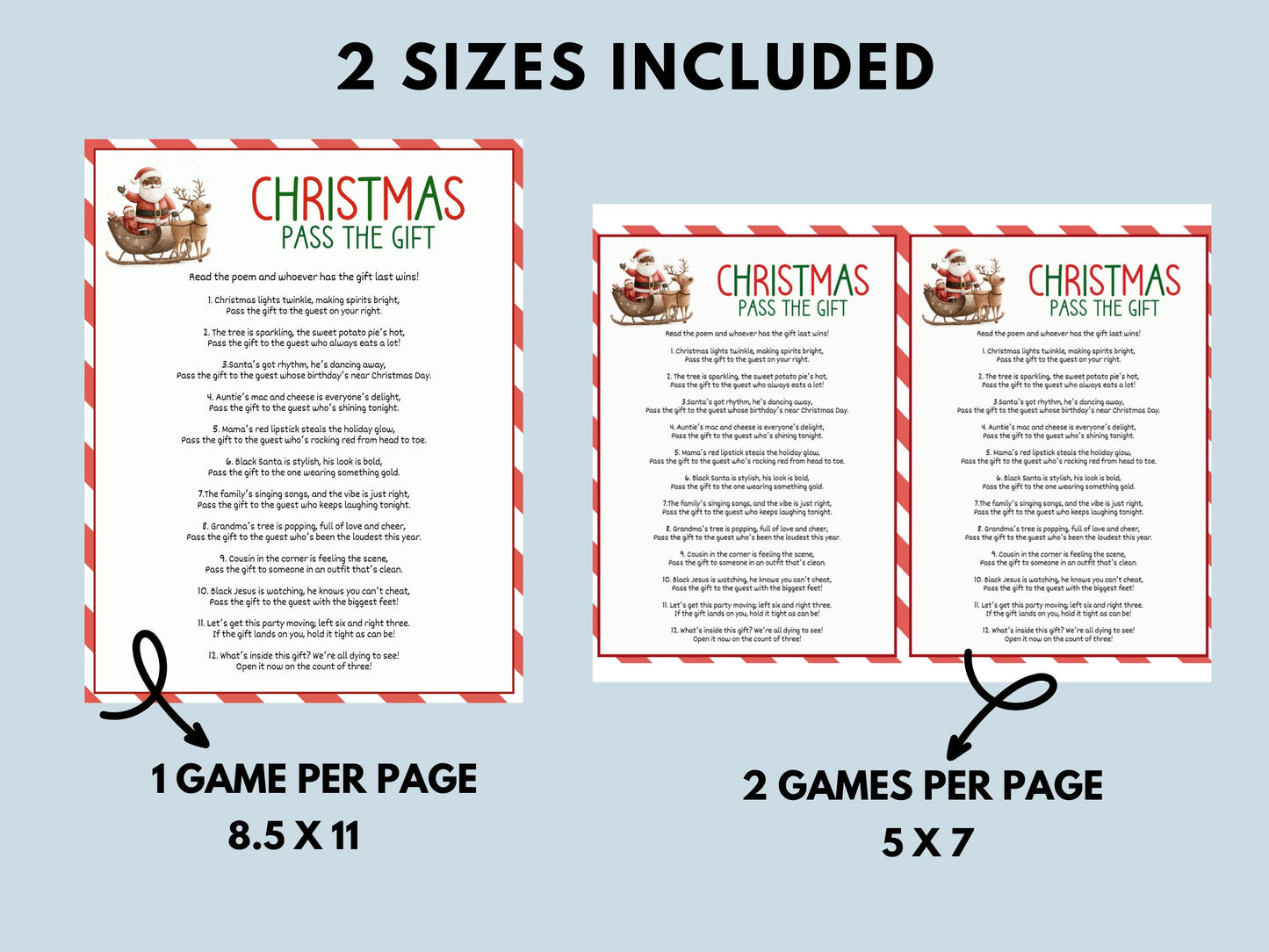 Christmas Pass the Gift Game Printable