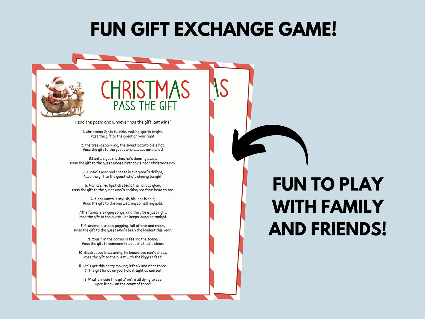 Christmas Pass the Gift Game Printable