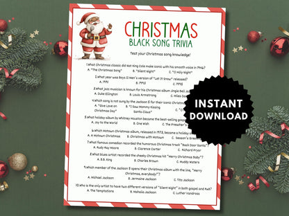 Black Christmas Song Trivia Printable