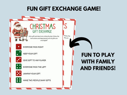 Roll The Dice Christmas Gift Exchange Game Printable